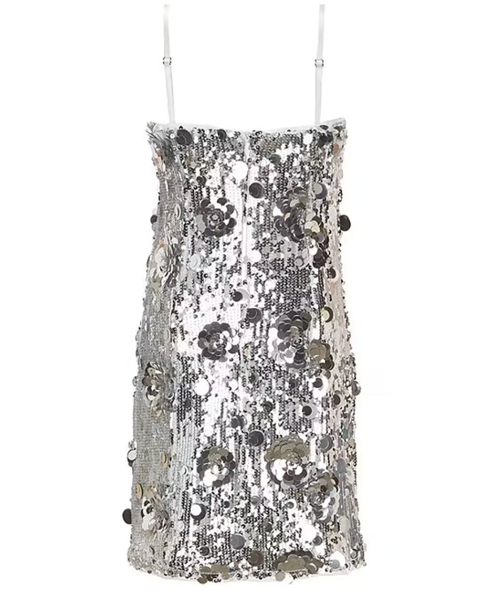 Theme Girls Lena Silver Flower Sequin Dress Girls Special Dresses Theme-NYC