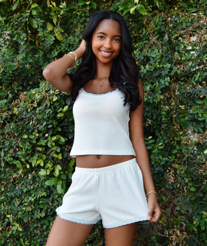 Theme Girls Lizzie White With Blue Lace Heart Pointelle Tank Distressed/seasonal girls Theme-NYC