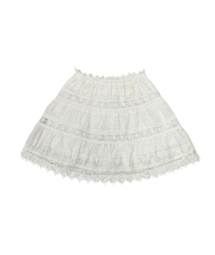 Theme Girls Luna White Heart Flower Eyelet Mini Skirt Distressed/seasonal girls Theme-NYC