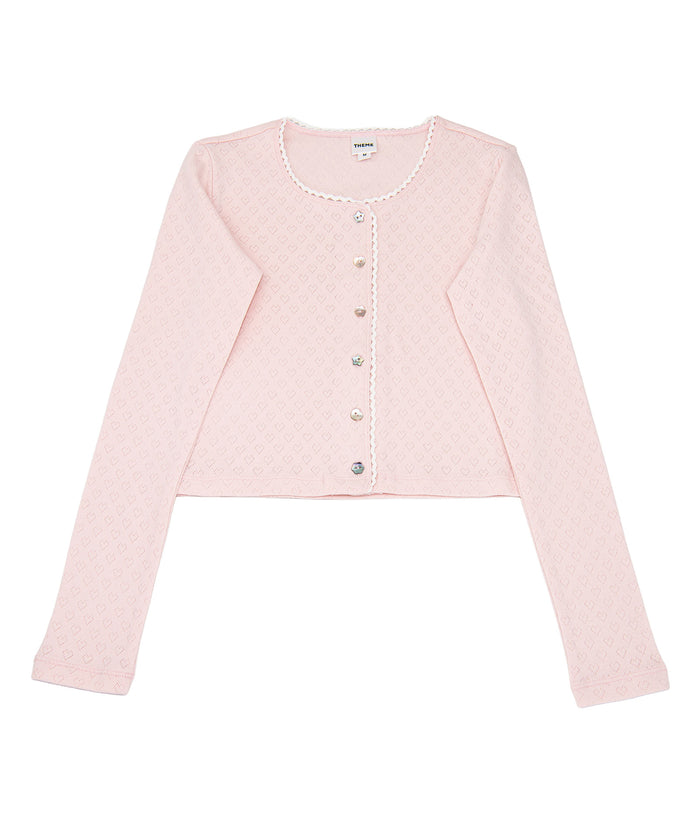 Theme Girls Marni Heart Pointelle Cardigan Girls Casual Tops Theme-NYC Ballet Pink Y/S (7/8)