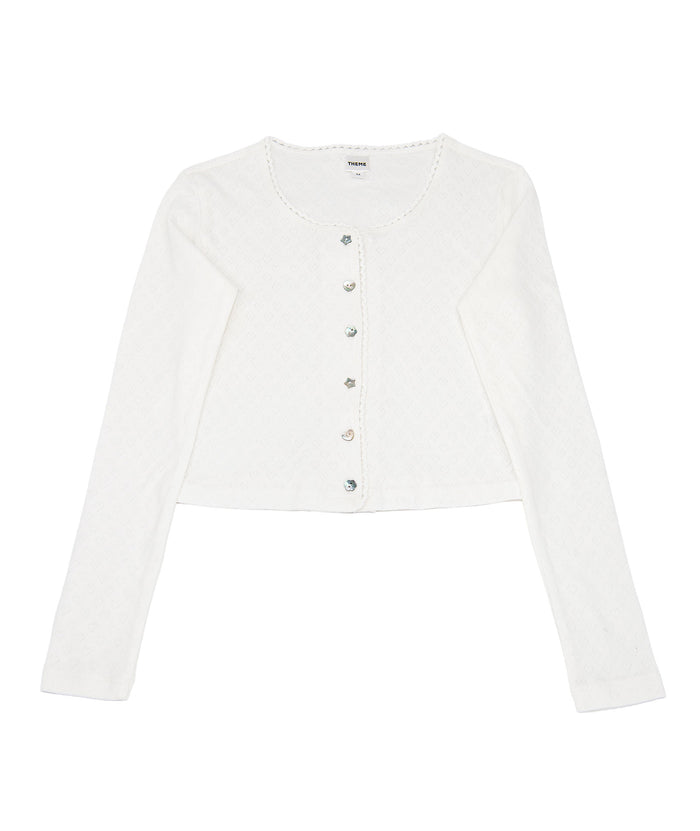 Theme Girls Marni Heart Pointelle Cardigan Girls Casual Tops Theme-NYC