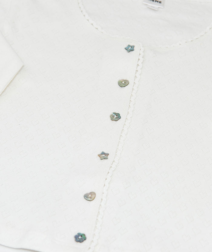 Theme Girls Marni Heart Pointelle Cardigan Girls Casual Tops Theme-NYC
