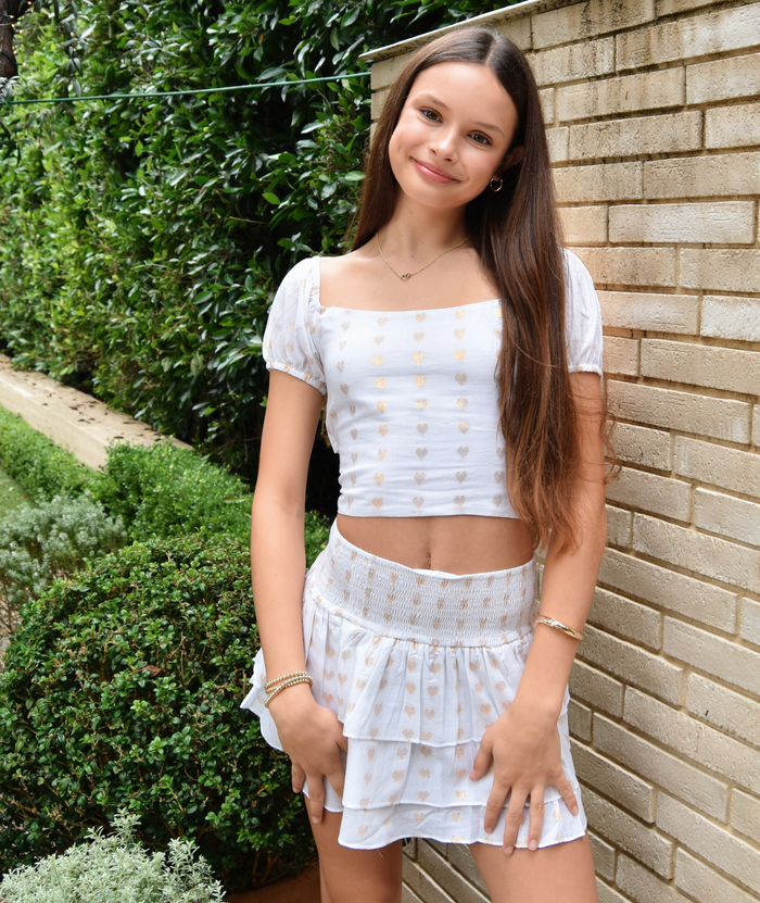 Theme Girls Noa Lurex Heart Tie Back Top Winter White Distressed/seasonal girls Theme-NYC