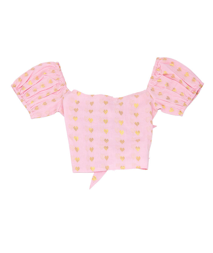 Theme Girls Noa Pastel Pink Hearts Tie Back Top Distressed/seasonal girls Theme-NYC