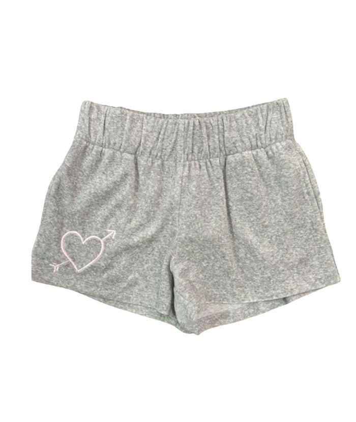 Theme Girls Sammie Grey Heart Arrow Terry Shorts Girls Casual Bottoms Theme-NYC Grey Y/S (7/8)