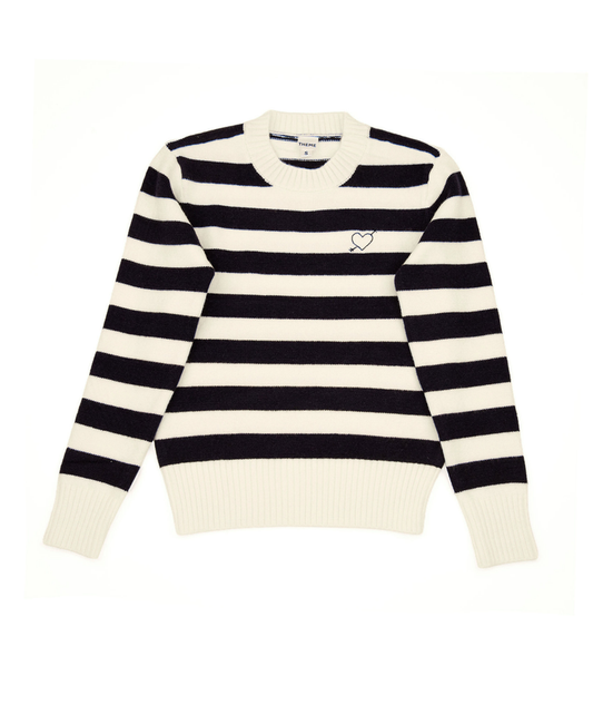 Theme Girls Tiegan Navy and White Striped Sweater Girls Casual Tops Theme-NYC Striped Y/S (7/8)