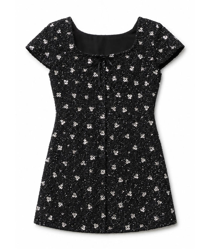 Theme Girls Zoe Cap Sleeve Boucle With Flowers Girls Special Dresses Theme-NYC Black Y/S (7/8)