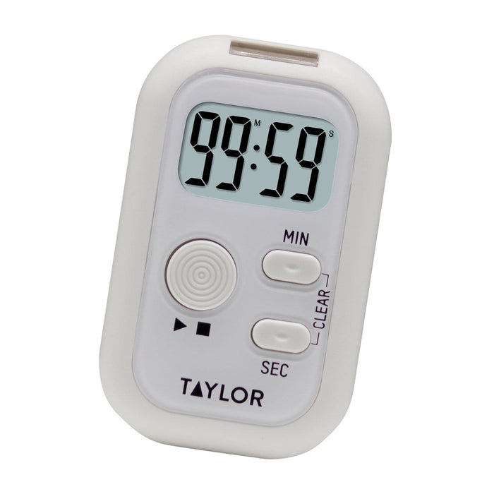 Taylor timer with light sound and vibration in white with large display and round dial