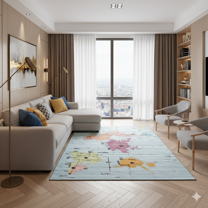Timezone Map Area Rug