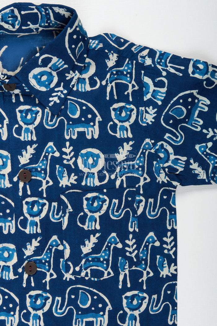The Nesavu Toddler boys co-ord set with jungle animal print for daily wear Nesavu Nesavu toddler boys cotton co-ord set jungle animal print  comfy outfit daily fun