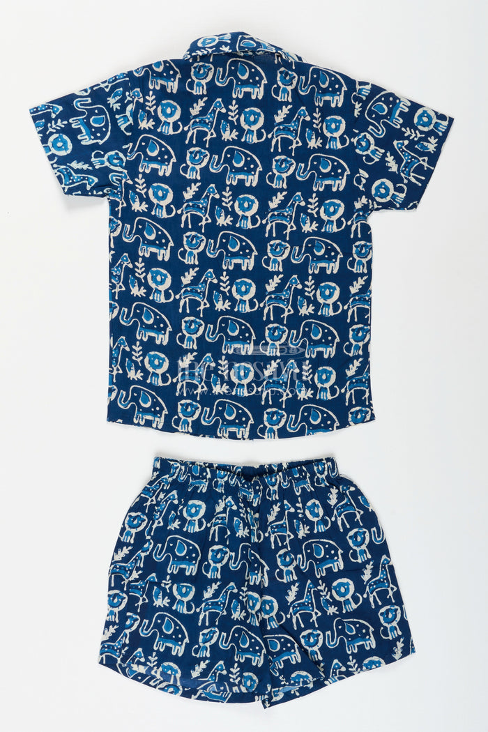 The Nesavu Toddler boys co-ord set with jungle animal print for daily wear Nesavu Nesavu toddler boys cotton co-ord set jungle animal print  comfy outfit daily fun