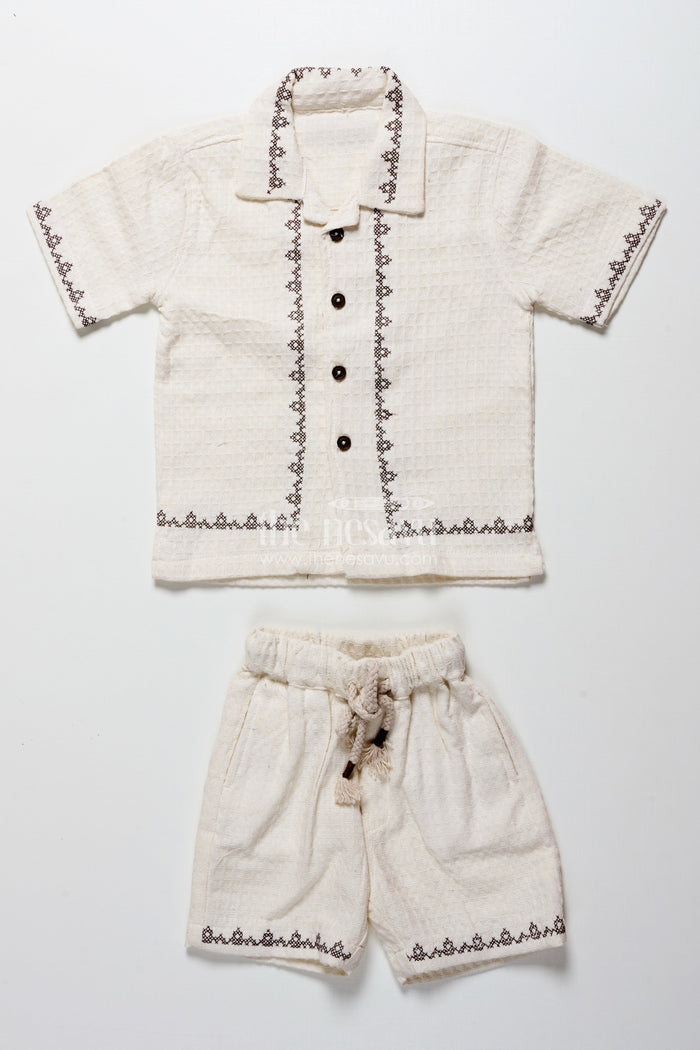 The Nesavu Boys Casual Set Toddler Boys Cotton Embroidered Set for Traditional Occasions Nesavu Nesavu toddler boys embroidered cotton set festive functions traditional events