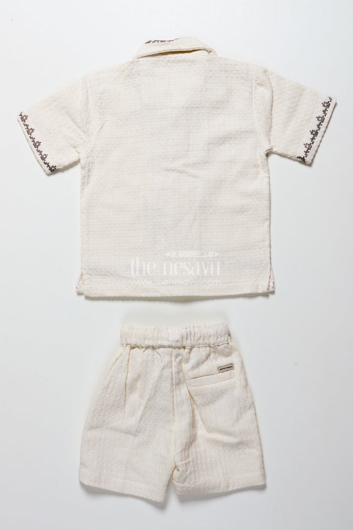 The Nesavu Boys Casual Set Toddler Boys Cotton Embroidered Set for Traditional Occasions Nesavu Nesavu toddler boys embroidered cotton set festive functions traditional events