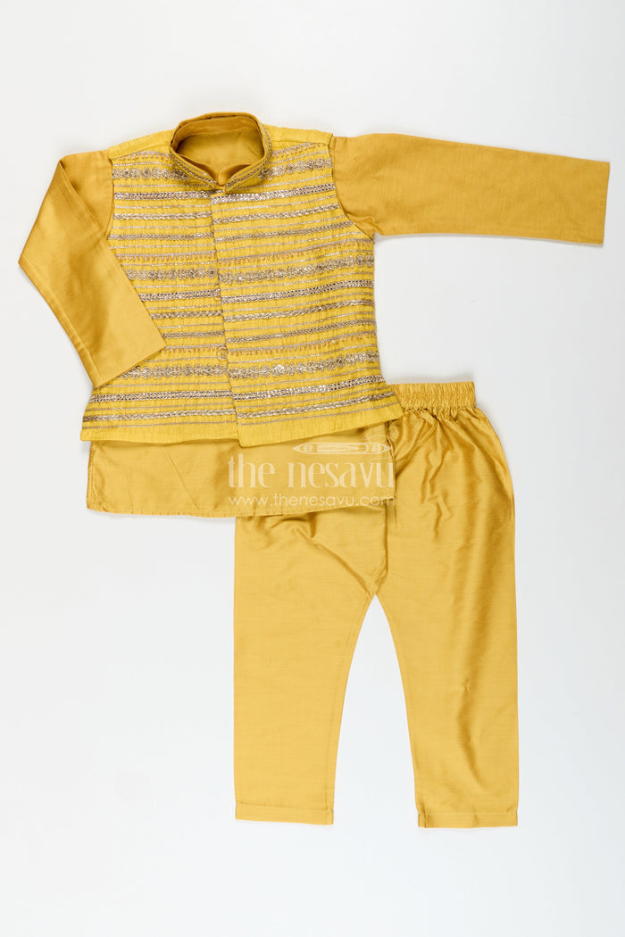 The Nesavu Boys Jacket Sets Toddler Boys Ethnic Jacket Set for Weddings and Festive Events Nesavu Nesavu toddler boys ethnic jacket set designer embroidery weddings festivals
