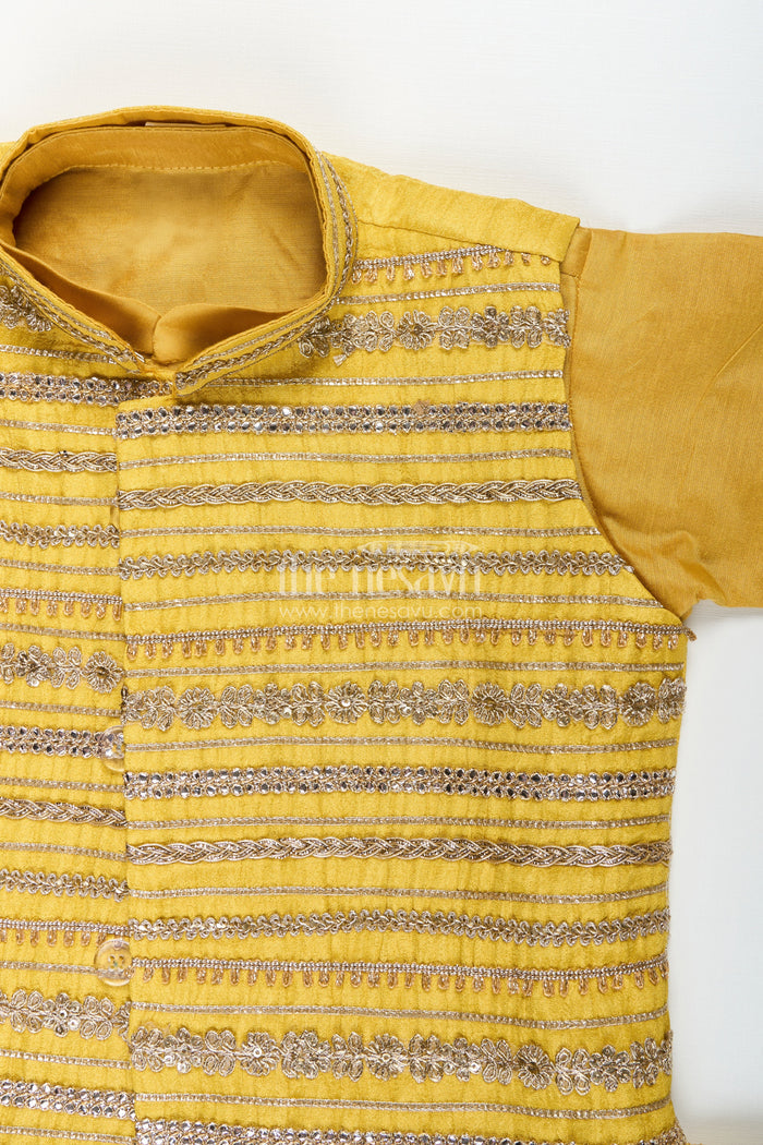 The Nesavu Boys Jacket Sets Toddler Boys Ethnic Jacket Set for Weddings and Festive Events Nesavu Nesavu toddler boys ethnic jacket set designer embroidery weddings festivals