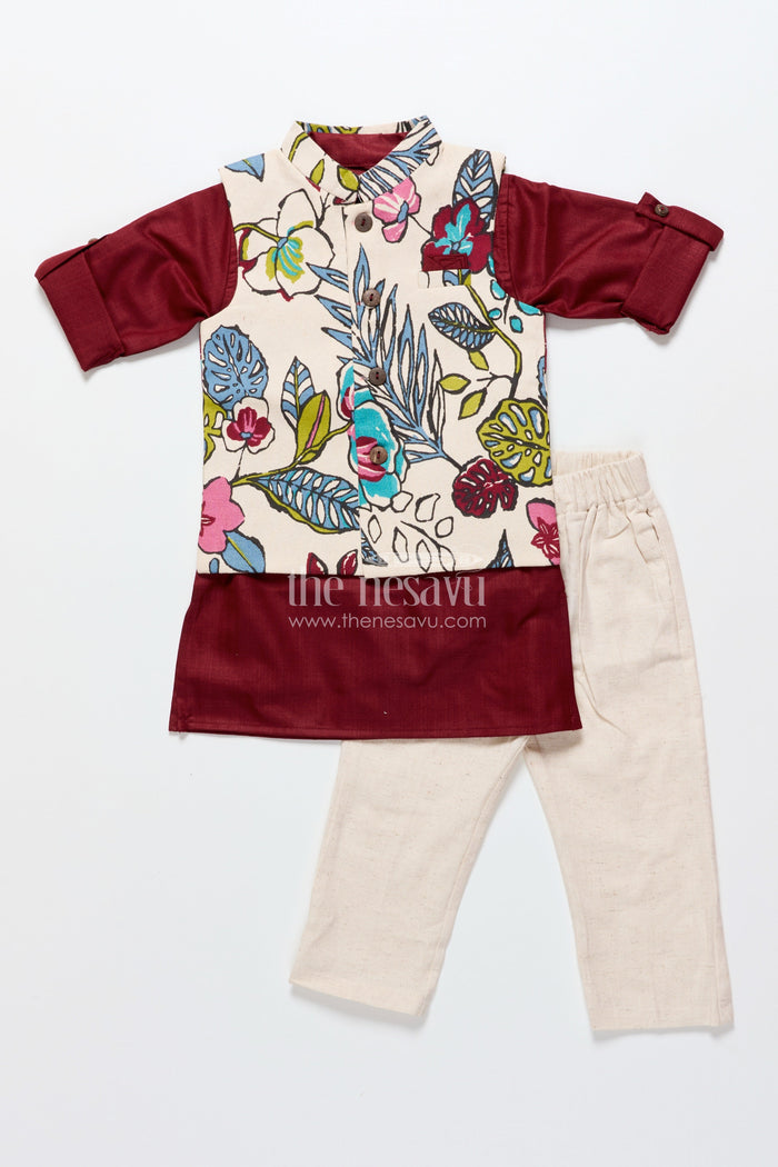 The Nesavu Boys Jacket Sets Toddler Boys Festive Jacket Set for Weddings and Family Events Nesavu Nesavu toddler boys ethnic jacket set weddings traditional events family celebrations