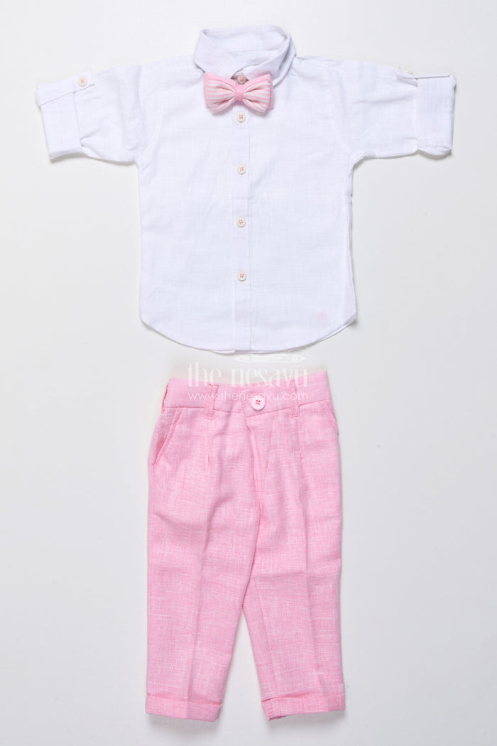 The Nesavu Boys Casual Set Toddler Boys Festive Outfit with Animal Embroidery Jacket and Cotton Pants Nesavu Nesavu toddler boys festive cotton outfit embroidered jacket bow tie ceremonies