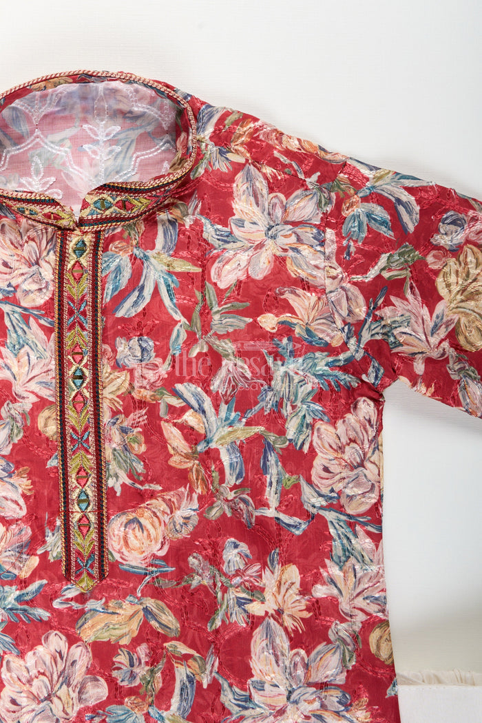 The Nesavu Boys Kurtha Set Toddler boys floral kurta set for weddings and traditional events Nesavu Nesavu toddler boys floral kurta set blended silk  traditional outfit festive weddings occasions