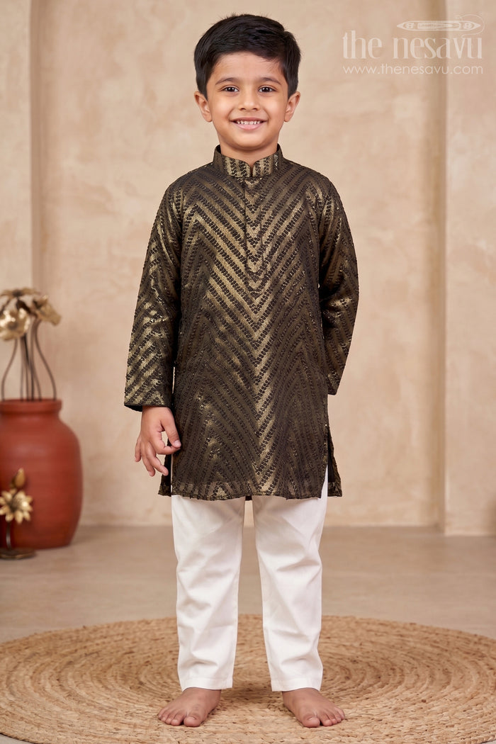 The Nesavu Boys Kurtha Set Toddler Boys Kurta Set for Weddings and Traditional Celebrations Nesavu 18 (2Y) / Green BES758C-18 Nesavu toddler boys silk blend kurta set weddings ethnic wear festive celebrations