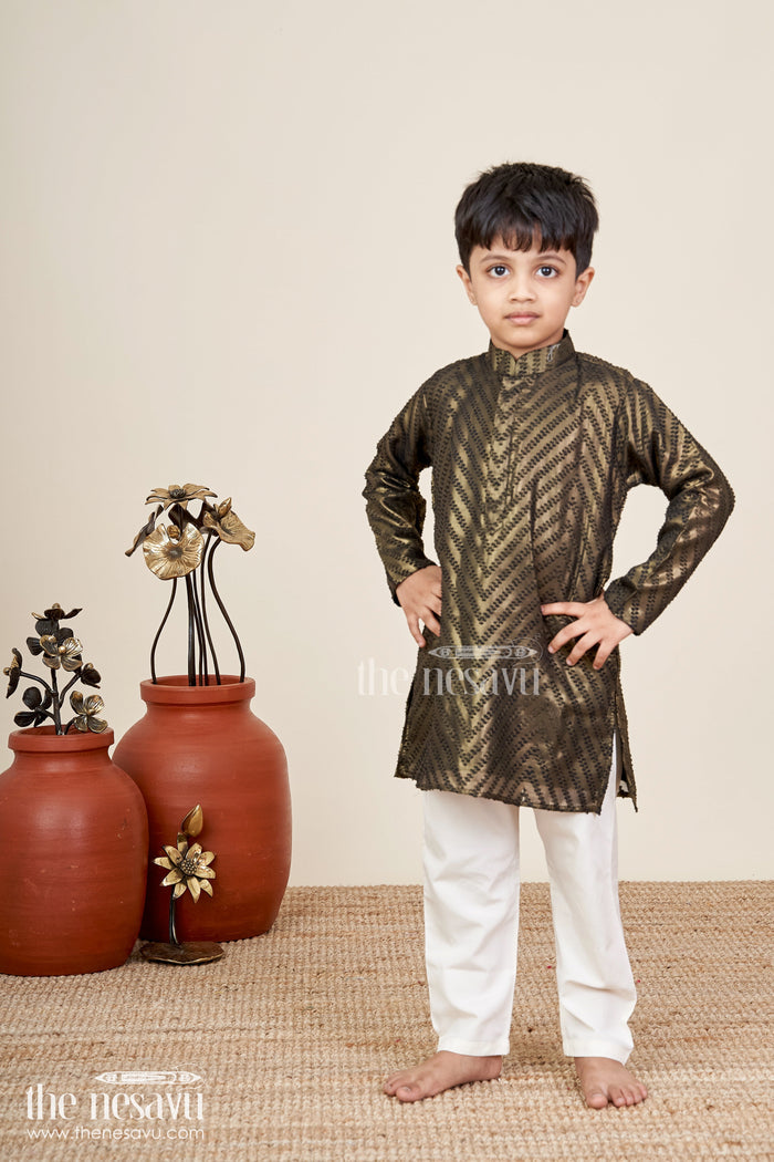 The Nesavu Boys Kurtha Set Toddler boys kurta set for weddings and traditional celebrations Nesavu Nesavu toddler boys silk blend kurta set weddings ethnic wear festive celebrations