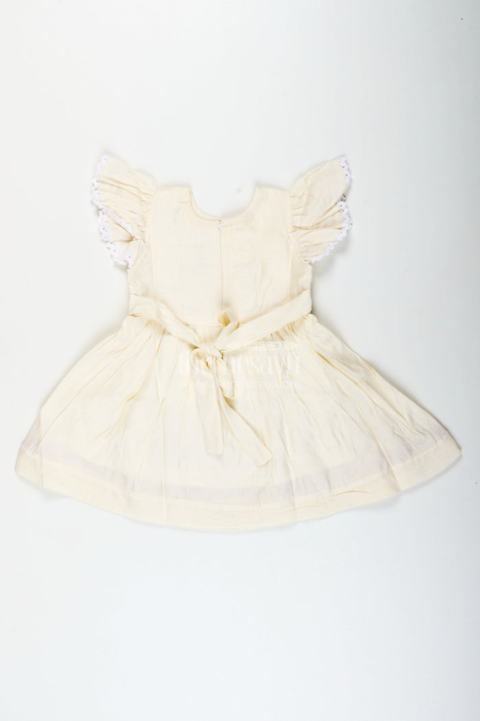 The Nesavu Girls Cotton Frock Toddler Girl Chanderi Cotton Frock with Embroidery for Ethnic Occasions Nesavu Nesavu toddler girl embroidered cotton frock ethnic wear naming ceremonies family functions