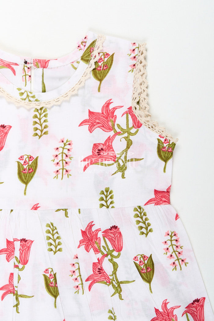 The Nesavu Toddler girl cotton frock for casual wear and day outs Nesavu Nesavu toddler girl floral cotton frock  soft summer outfit playschool outings