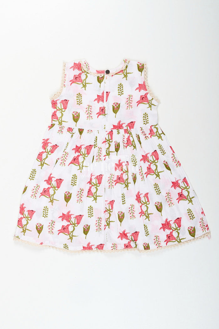 The Nesavu Toddler girl cotton frock for casual wear and day outs Nesavu Nesavu toddler girl floral cotton frock  soft summer outfit playschool outings