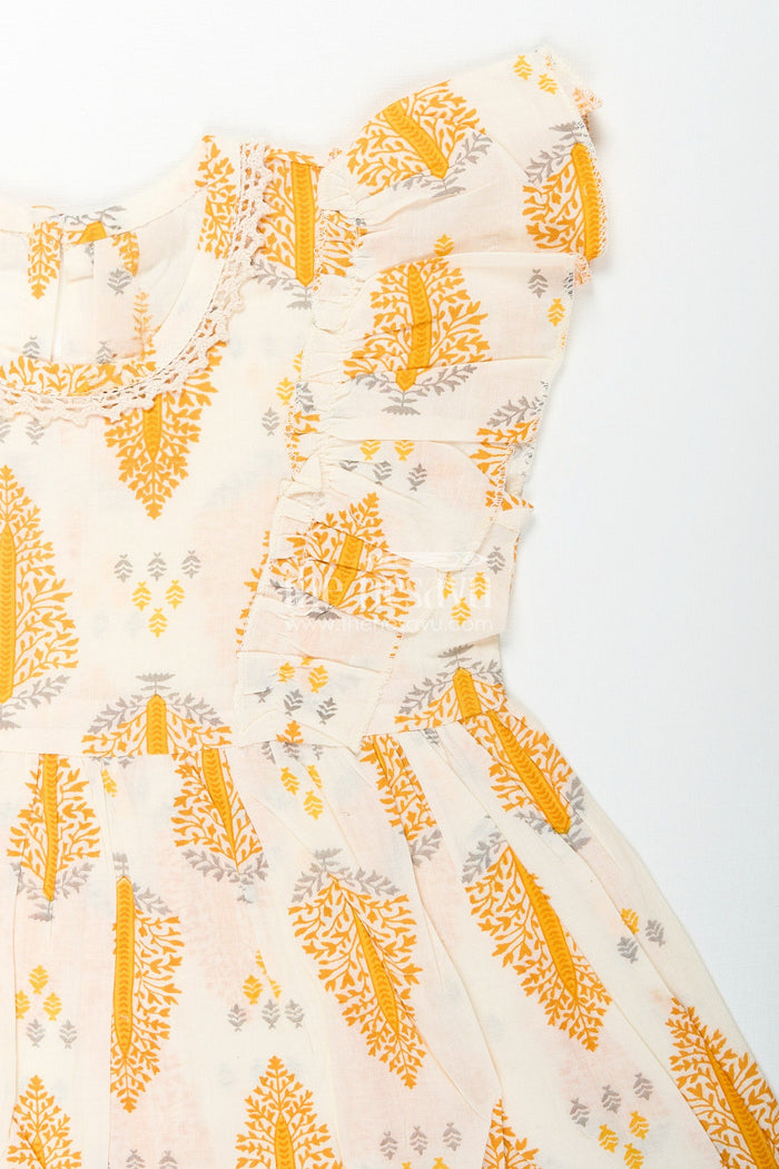 The Nesavu Toddler girl cotton frock for everyday play and festive moments Nesavu Nesavu toddler girl cotton frock flutter sleeves  breathable digital print outfit casual events