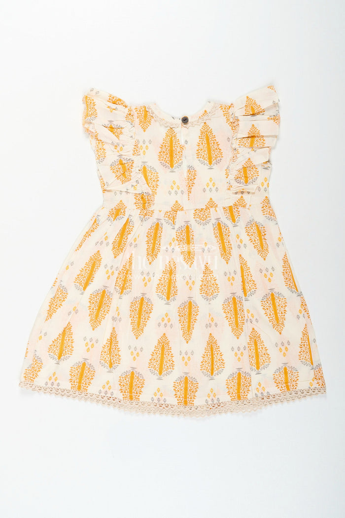 The Nesavu Toddler girl cotton frock for everyday play and festive moments Nesavu Nesavu toddler girl cotton frock flutter sleeves  breathable digital print outfit casual events
