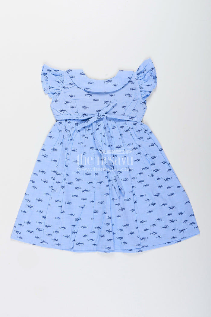 The Nesavu Girls Cotton Frock Toddler Girl Cotton Frock for Everyday Wear and Summer Comfort Nesavu Nesavu cotton frock toddler girls peter pan collar soft printed design daily use