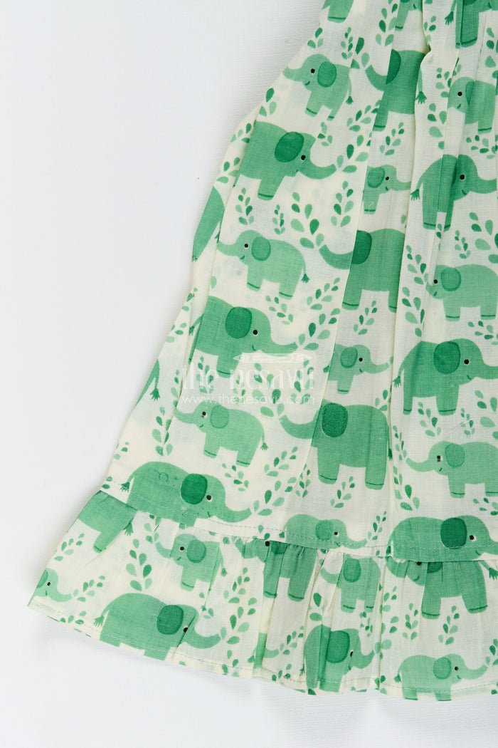 The Nesavu Girls Cotton Frock Toddler Girl Cotton Frock with Elephant Print for Everyday Comfort Nesavu Nesavu toddler girl cotton frock elephant digital print playdates summer comfort