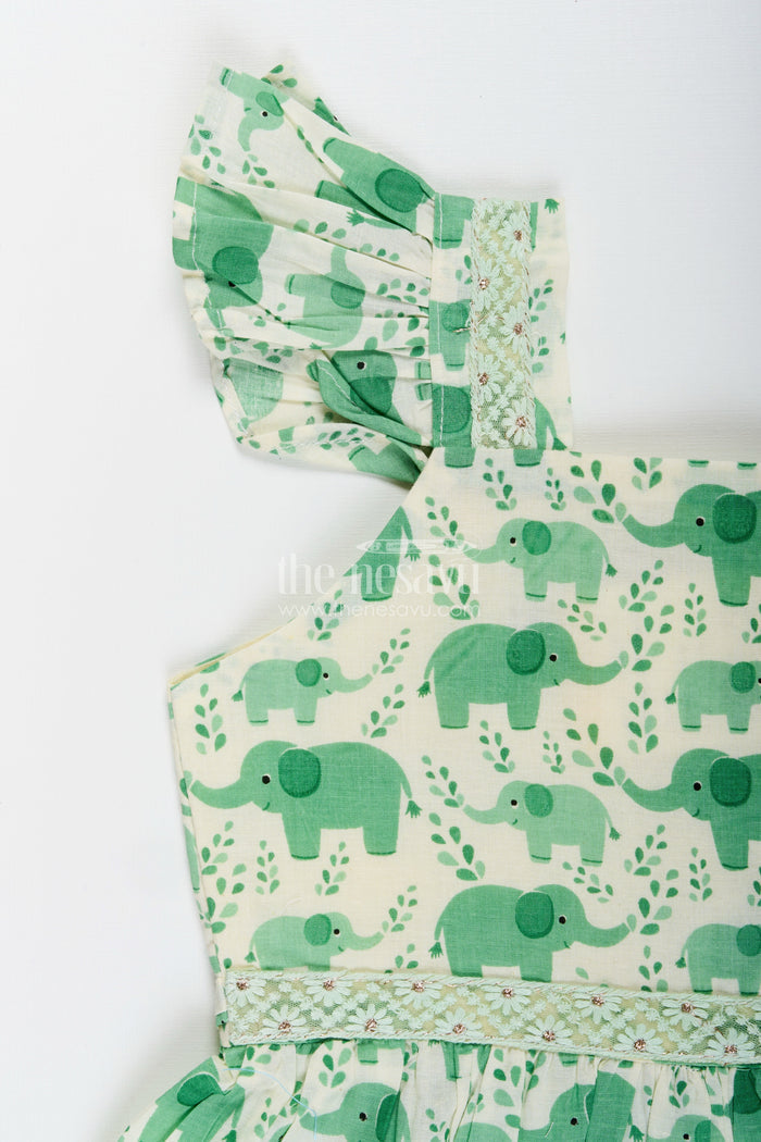 The Nesavu Girls Cotton Frock Toddler Girl Cotton Frock with Elephant Print for Everyday Comfort Nesavu Nesavu toddler girl cotton frock elephant digital print playdates summer comfort