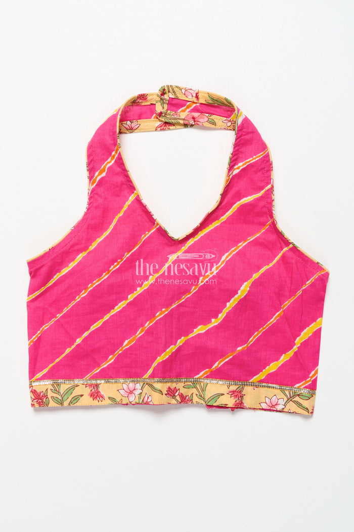 The Nesavu Girls Lehenga Choli Toddler Girl Cotton Lehenga Set for Ethnic School Events and Festive Playdates Nesavu Nesavu toddler girl cotton lehenga choli floral print festive school events