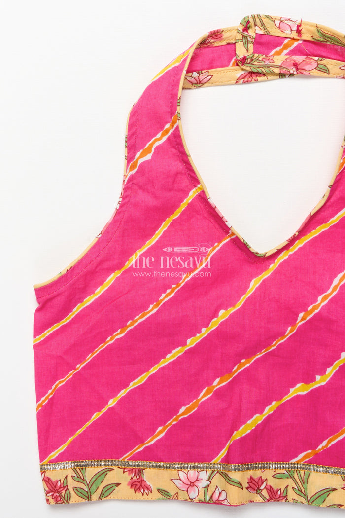 The Nesavu Girls Lehenga Choli Toddler Girl Cotton Lehenga Set for Ethnic School Events and Festive Playdates Nesavu Nesavu toddler girl cotton lehenga choli floral print festive school events