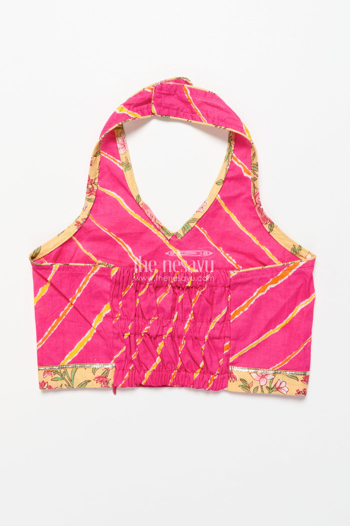 The Nesavu Girls Lehenga Choli Toddler Girl Cotton Lehenga Set for Ethnic School Events and Festive Playdates Nesavu Nesavu toddler girl cotton lehenga choli floral print festive school events