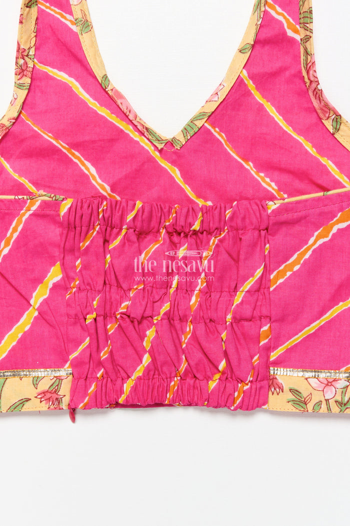 The Nesavu Girls Lehenga Choli Toddler Girl Cotton Lehenga Set for Ethnic School Events and Festive Playdates Nesavu Nesavu toddler girl cotton lehenga choli floral print festive school events