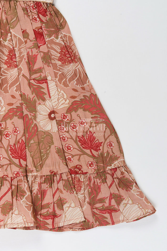 The Nesavu Girls Cotton Frock Toddler Girl Frock for Festive Gatherings and Family Photos Nesavu Nesavu toddler girl frock modal silk floral print festive celebrations photo days