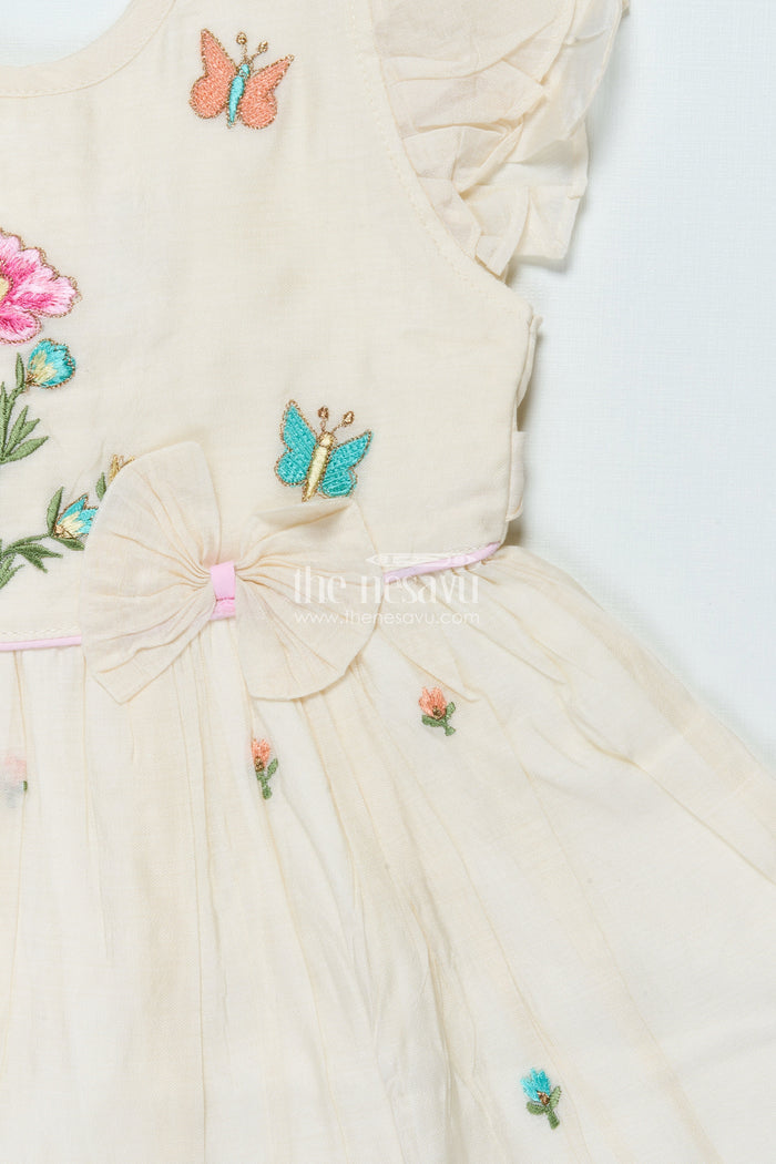 The Nesavu Girls Chanderi Frock Traditional Chanderi Frock for Baby Girls for Festivals and Naming Ceremony Nesavu Nesavu traditional chanderi frock baby girls embroidery naming ceremonies poojas