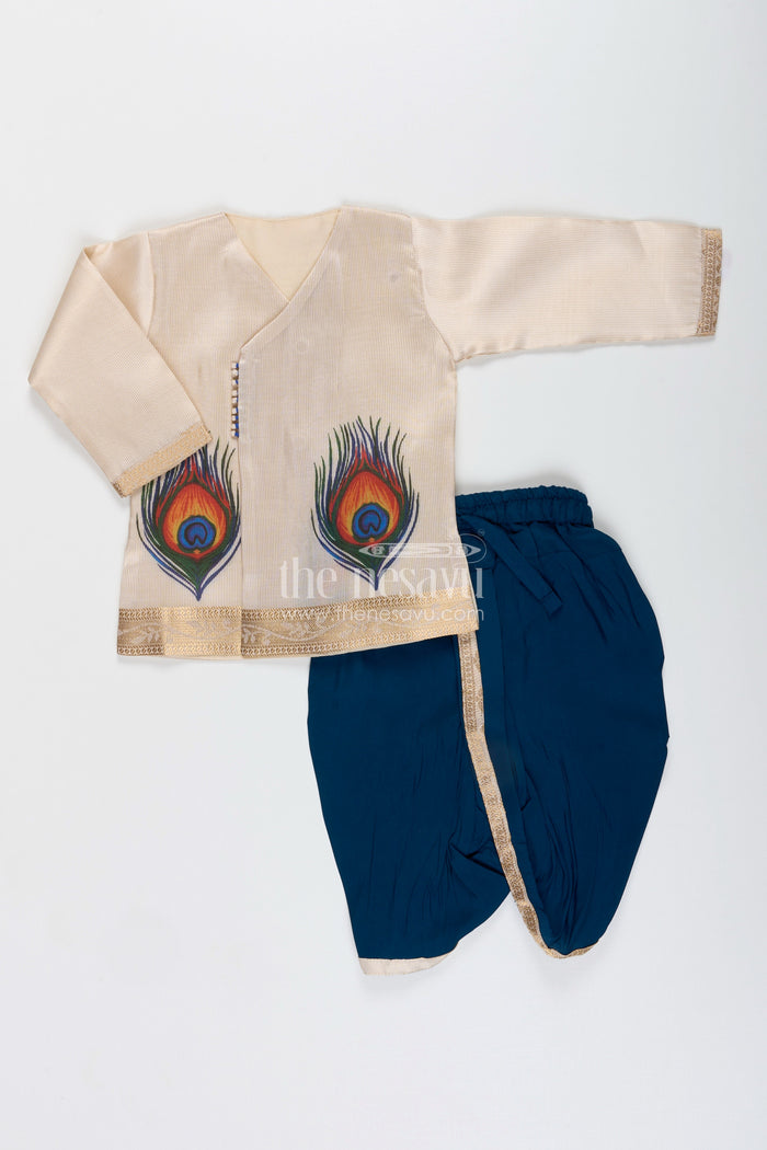 The Nesavu Boys Dothi Set Traditional dhoti kurta set for baby boys – perfect for weddings and festivals Nesavu Traditional boys dhoti kurta set tissue silk  best weddings naming ceremonies