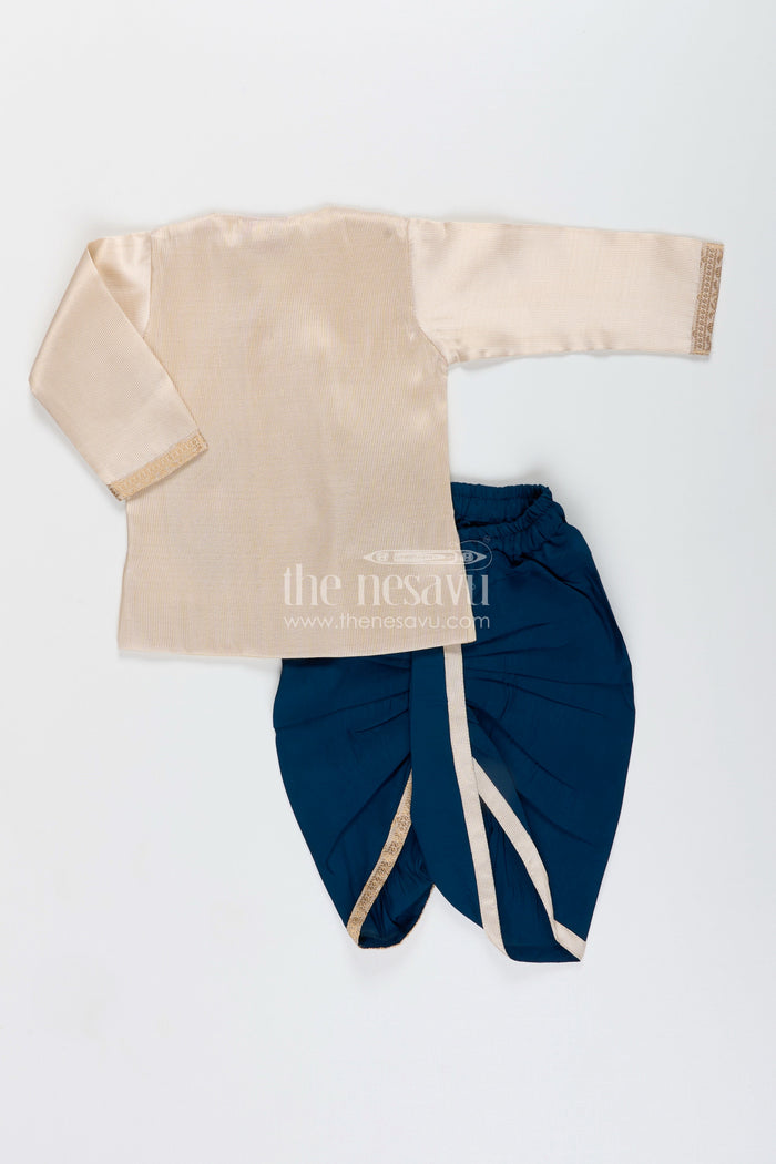 The Nesavu Boys Dothi Set Traditional dhoti kurta set for baby boys – perfect for weddings and festivals Nesavu Traditional boys dhoti kurta set tissue silk  best weddings naming ceremonies