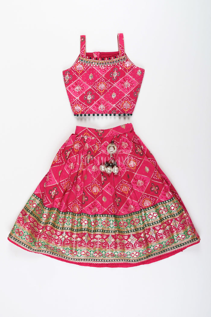 The Nesavu Girls Lehenga Choli Traditional lehenga choli for toddler girls for weddings and festive celebrations Nesavu Nesavu jacquard silk lehenga choli toddler girls big border  ideal weddings Diwali parties