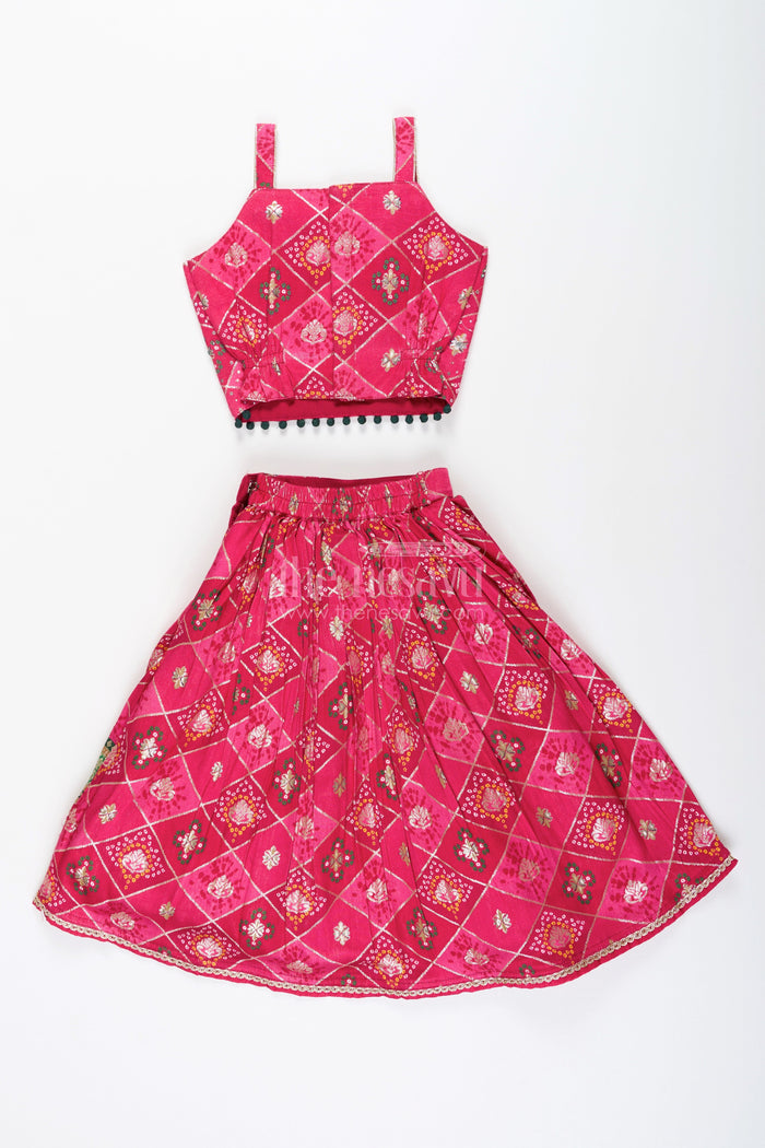 The Nesavu Girls Lehenga Choli Traditional lehenga choli for toddler girls for weddings and festive celebrations Nesavu Nesavu jacquard silk lehenga choli toddler girls big border  ideal weddings Diwali parties