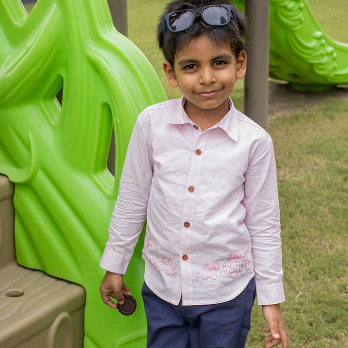 Traffic Embroidered Formal Shirt - Light Pink (1-8 Years)