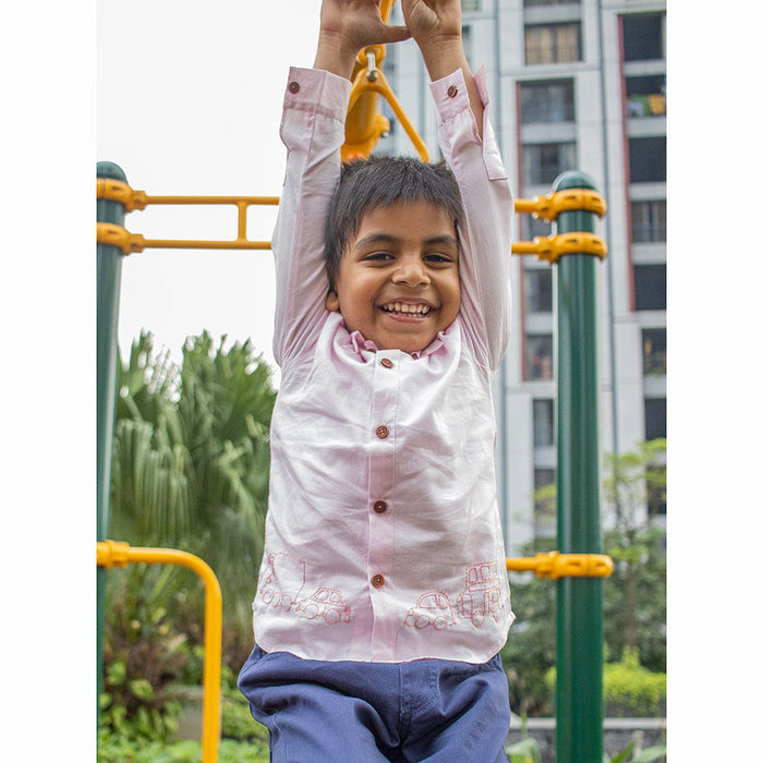 Traffic Embroidered Formal Shirt - Light Pink (1-8 Years)