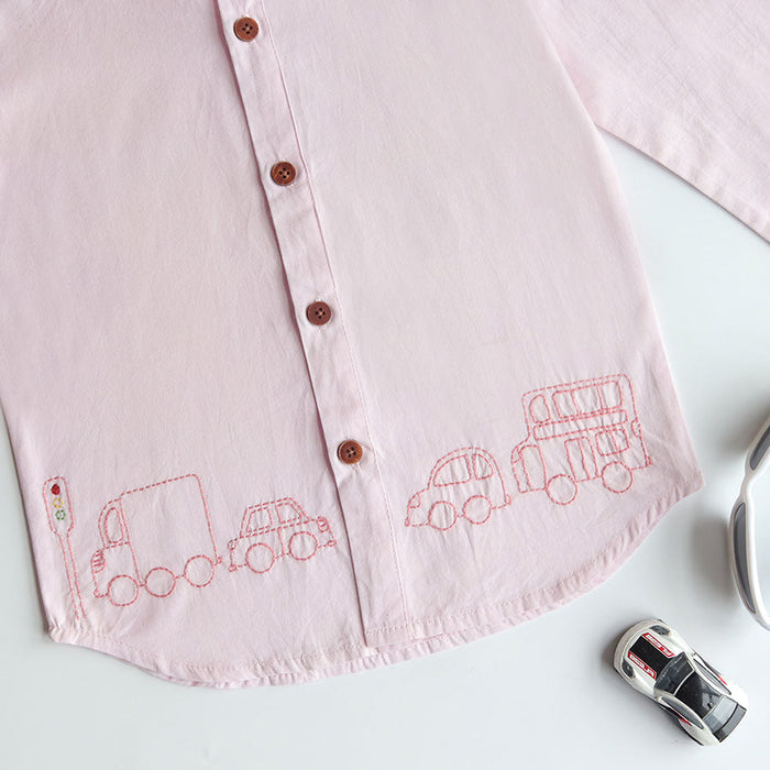 Traffic Embroidered Formal Shirt - Light Pink (1-8 Years)
