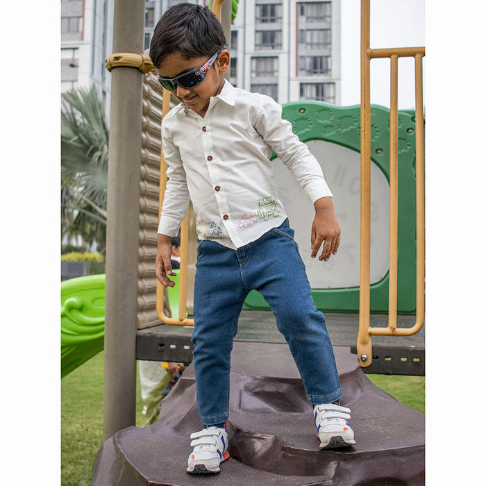 Traffic Embroidered Formal Shirt - White (1-14 Years)