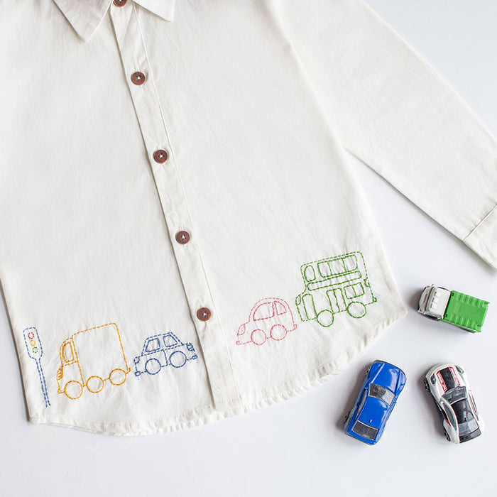 Traffic Embroidered Formal Shirt - White (1-14 Years)