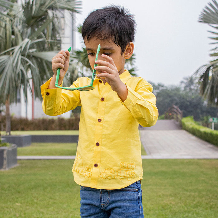 Traffic Embroidered Formal Shirt - Yellow (1-8 Years)