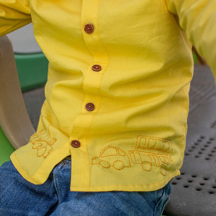 Traffic Embroidered Formal Shirt - Yellow (1-8 Years)