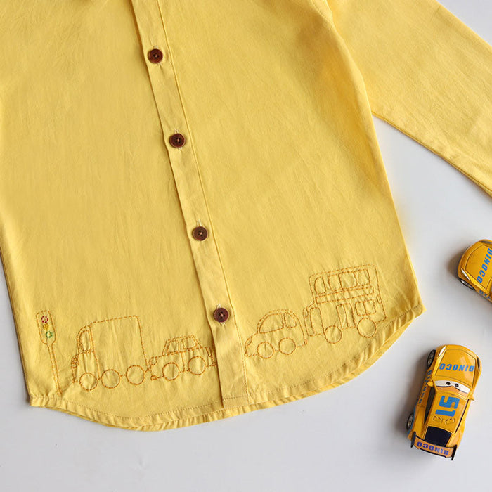 Traffic Embroidered Formal Shirt - Yellow (1-8 Years)